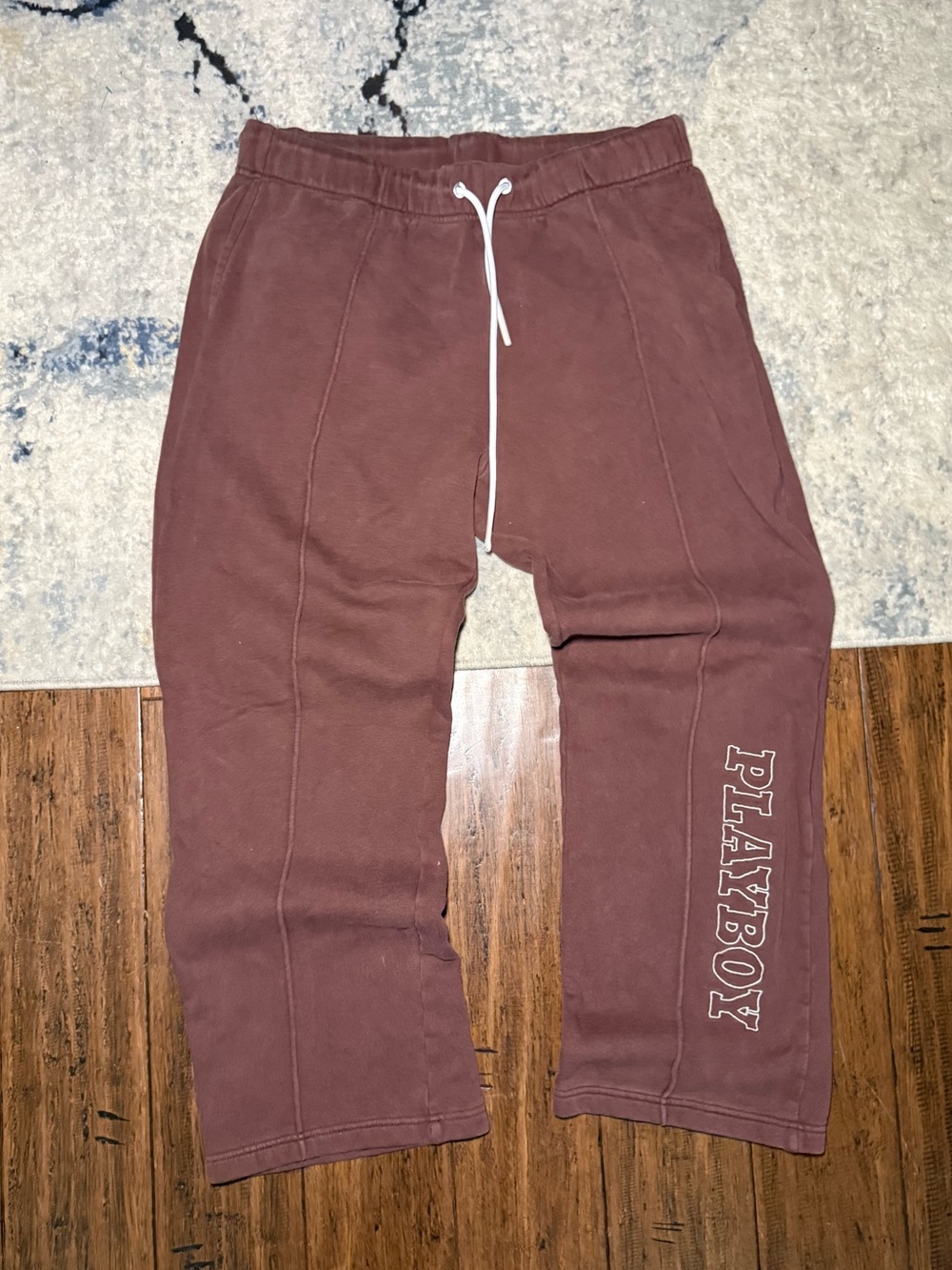 PLAYBOY Men's Burgundy Drawstring Sweatpants with Side Logo